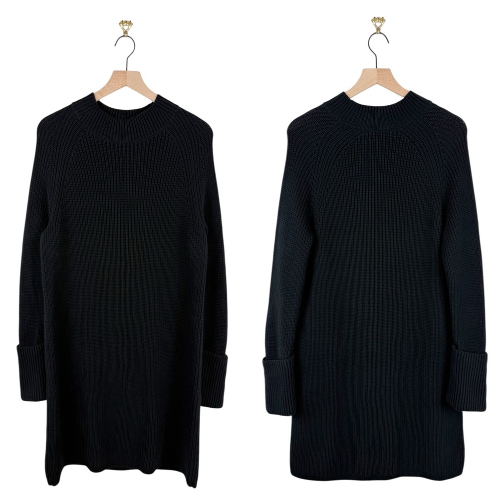 Banana Republic Mock Neck Mini Sweater Dress Black Sz L NWT - Picture 6 of 12